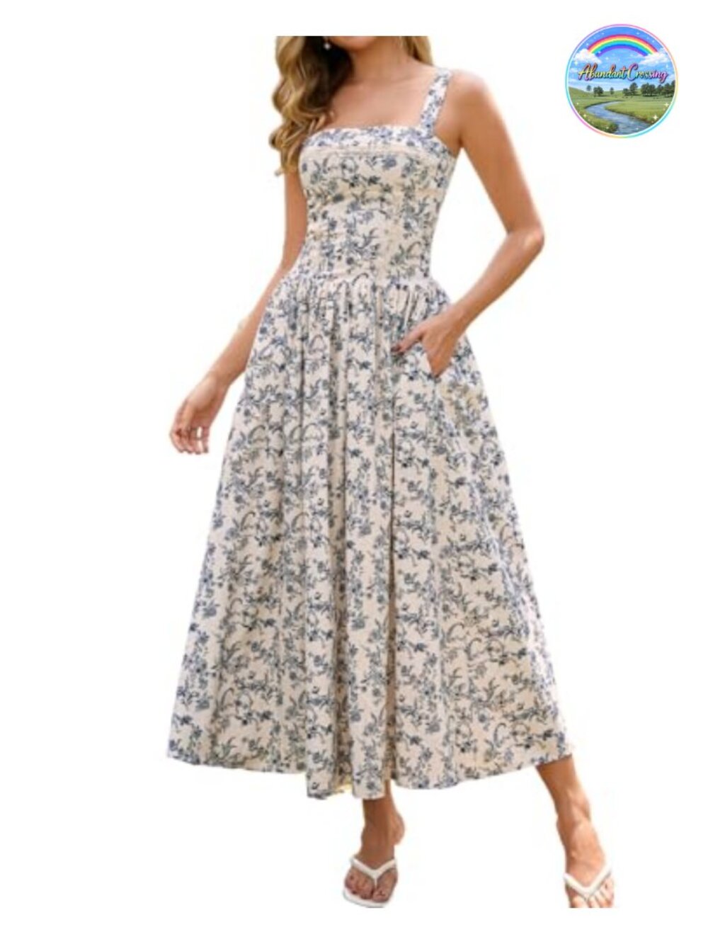 Women's Flow A-Line Midi Corset Dress W/ Pockets